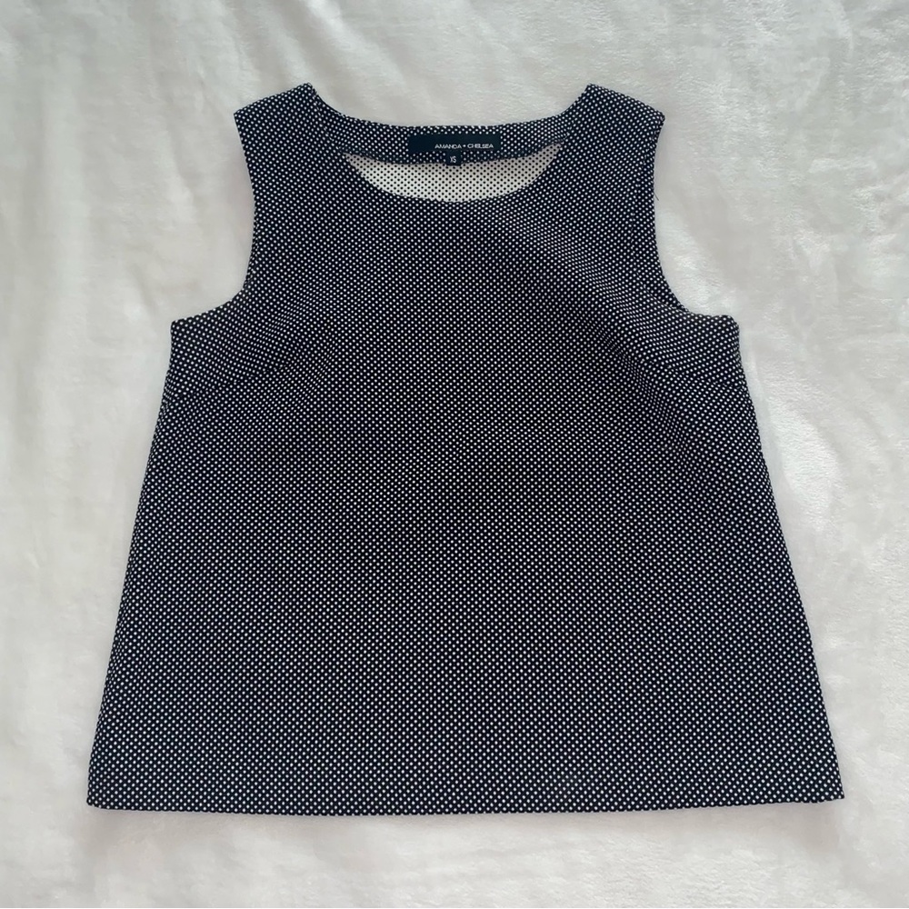 Amanda + Chelsea Womens Square Neck Cropped Blouse Tank Polka Dots Sz XS